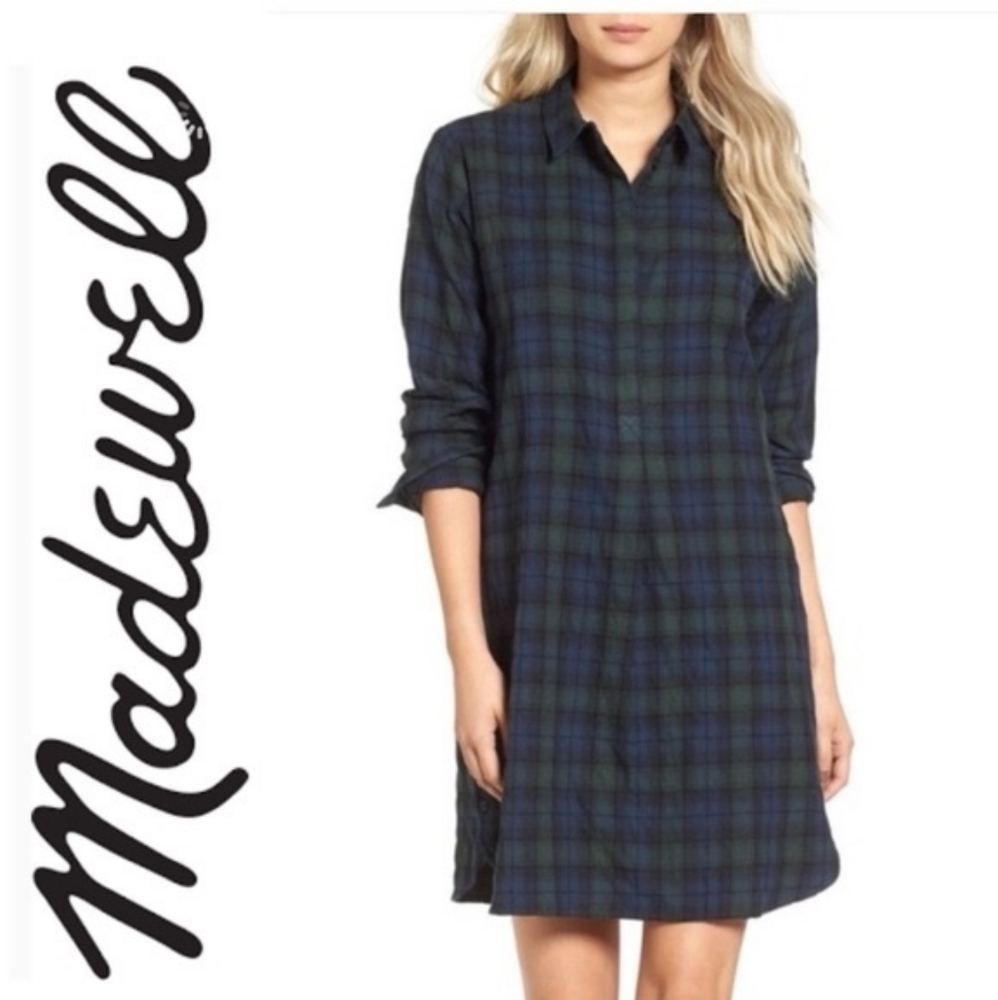 Madewell | Wool Plaid Shirt Dress